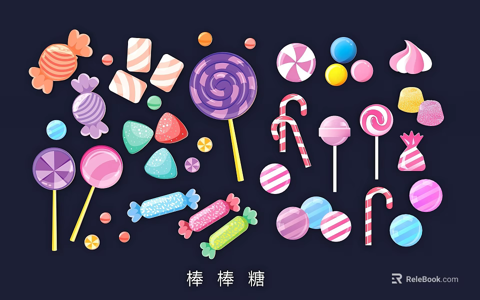 Colorful Lollipop Themed Wall Decor With Various Shapes And Bright Colors 3d model 