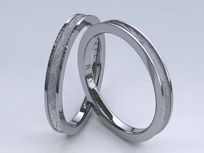 Modern Silver Brushed Textured Rings Intertwined Jewelry Design For Couples 3d model