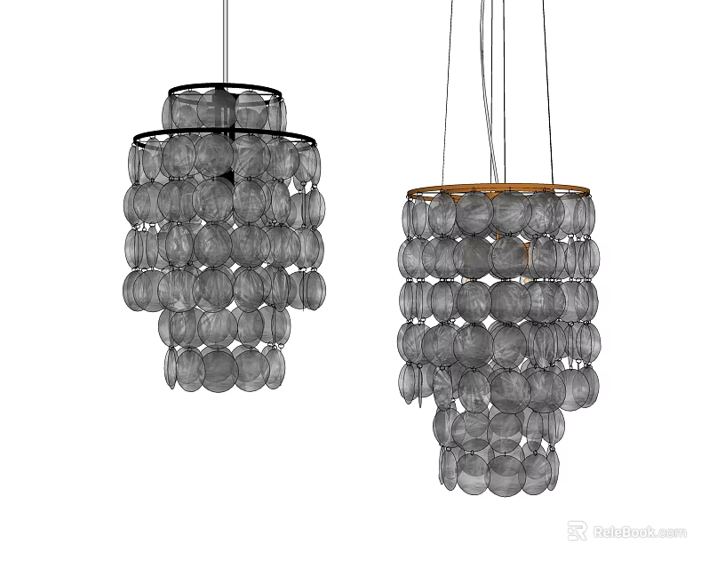 Stylish Modern Layered Chandeliers With Circular Components And Metal Frames 3d model