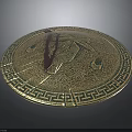 Decorative Round Plate With Intricate Patterns Geometric Border And Purple Center Accent