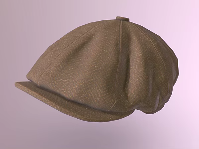 Classic Brown Fabric Hat With Stylish Brim And Textured Surface Design 3d model