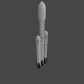Military Weapon Rocket System Featuring Three Boosters And Engine Cluster In Space 3d model