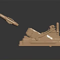 Two Golden Space Exploration Device Models With Antenna And Sensor Parts