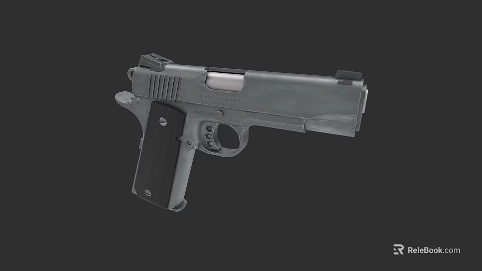 Modern Tactical Pistol with Black Grip and Metal Frame Design 3d model 