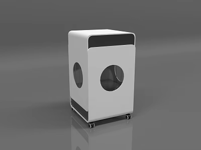 Modern White And Black Office Shredder With Circular Feeding Holes And Rolling Wheels 3d model