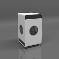 Modern White And Black Office Shredder With Circular Feeding Holes And Rolling Wheels