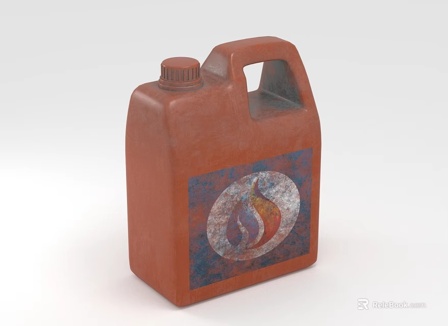 Red Storage Container With Handle Lid And Flame Pattern Label 3d model 