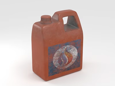 Red Storage Container With Handle Lid And Flame Pattern Label 3d model