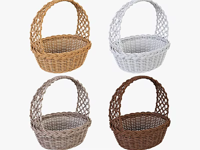 Woven Storage Baskets With Handles In Different Colors For Home Organizing 3d model