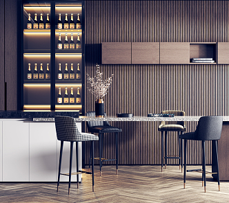 Modern Bar Chair Combination Bar Chair Bar Counter Combination 3d model