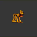 Game And Movie Character Yellow Cartoon Dog 3D Model With Open Mouth And Long Ears