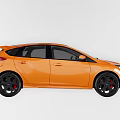 Stylish Orange Hatchback Car With Black Wheels And Red Brake Calipers