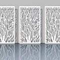 Modern White Hinged Doors With Laser Cut Tree Branch Pattern Design 3d model