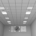 Modern Grid Ceiling Design With Recessed Lights Ventilation Grilles And Equipment Panels