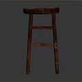 Single Dark Brown Wooden Stool With Natural Wood Texture And Classic Design
