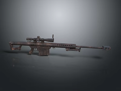 Tactical Sniper Rifle With Long Barrel Sniper Scope And Metal Construction 3d model