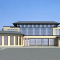 Modern School Building Exterior With Large Glass Windows And Brick Structure