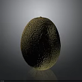 Fresh Ripe Cantaloupe With Yellow Green Netted Skin On Dark Reflective Surface