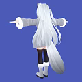 Anime Game Character With Cat Ears Long Hair Gray Coat And Blue Background