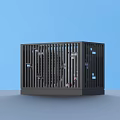 Black Modern Household Storage Organizer With Grill Design And Blue Backdrop 3d model