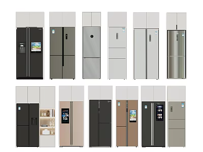 Various Modern Refrigerator Models With Different Designs And Color Options For Home Use 3d model