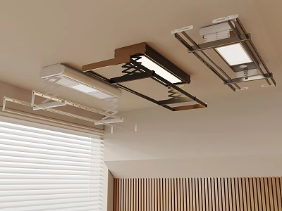 Modern Ceiling Mounted Drying Racks With Various Designs And Metal Frames 3d model