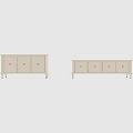 White Storage Cabinet With Round Knobs Multiple Doors And Elevated Legs Design