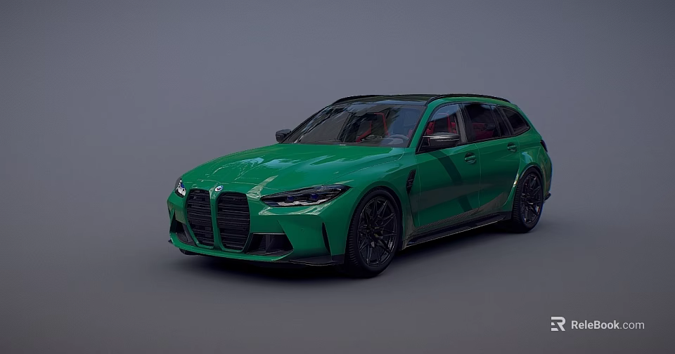 Green Sporty Wagon Car With Aggressive Front Grille Black Wheels And Sleek Body Lines 3d model 