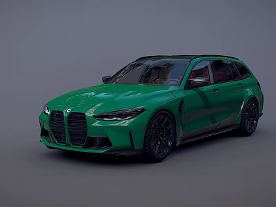 Green Sporty Wagon Car With Aggressive Front Grille Black Wheels And Sleek Body Lines 3d model