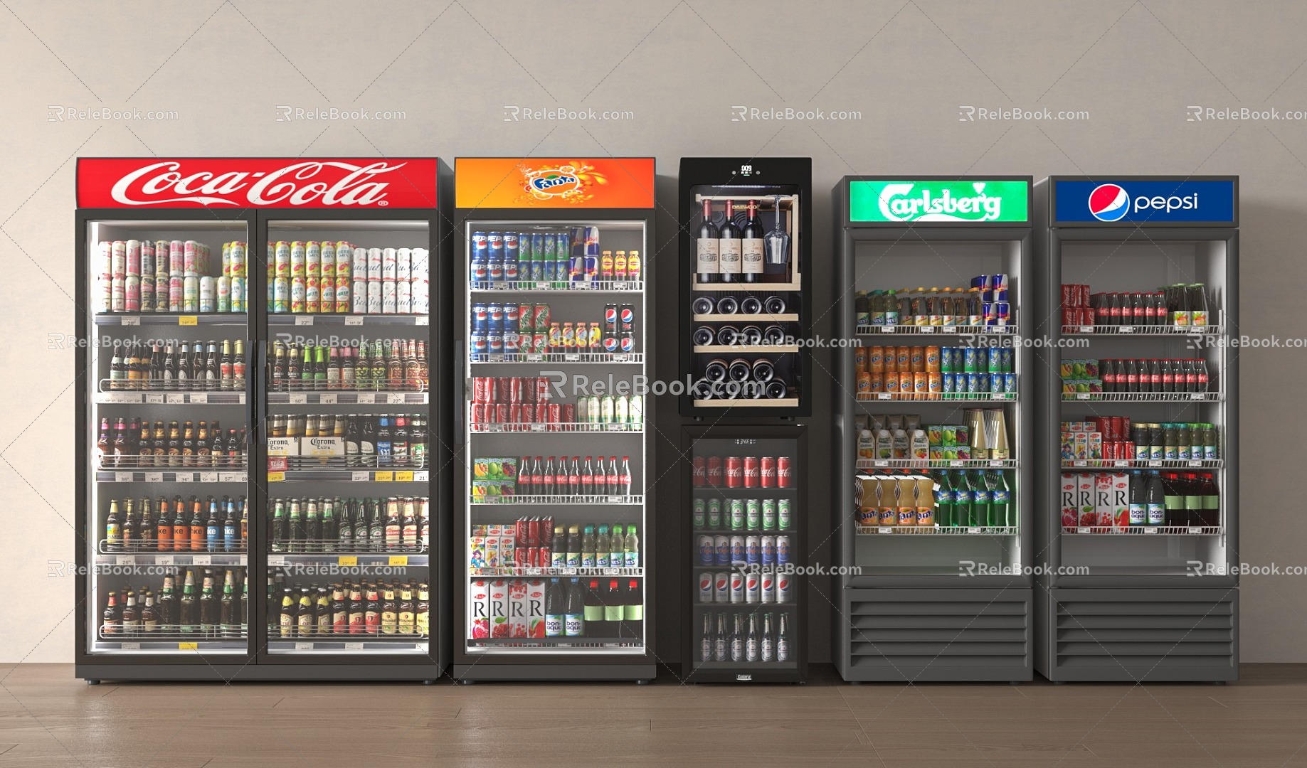 Modern Refrigerator Refrigerator Freezer Beverage Cabinet 3d model