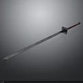 Warrior Weapon Slender Sword With Red Hilt And Reflective Blade 3d model