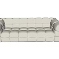 Modern Beige Sectional Sofa With Tufted Block Design And Padded Seats 3d model