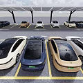 Electric Vehicles Parked In Modern Covered Parking Lot
