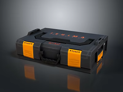 ISHIMA Black And Orange Toolbox With Durable Storage Design And Handle 3d model