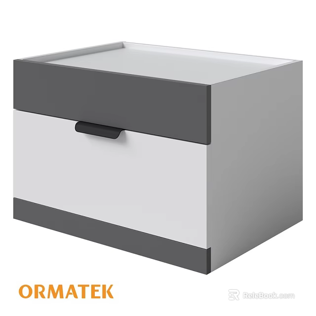 Modern Chest of Drawers with Single Drawer Black Handle and Gray White Finish 3d model 