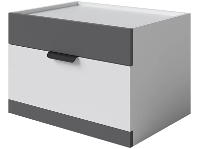 Modern Chest of Drawers with Single Drawer Black Handle and Gray White Finish 3d model