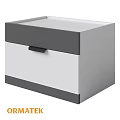 Modern Chest of Drawers with Single Drawer Black Handle and Gray White Finish