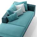 Modern Teal Woven Two Seater Sofa With Soft Pillows And Elegant Design 3d model