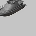Elegant White and Blue Yacht with Railing Black Windows and Upper Deck