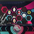 Public Office Area Interior For Vive Football Club With Hexagon Patterns And Soccer Balls