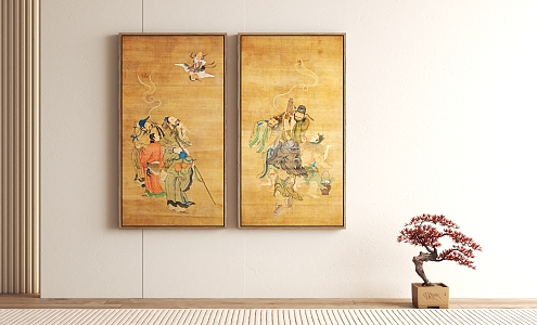 New Chinese Character Decorative Painting God Statues Immortal Hanging Painting 3d model