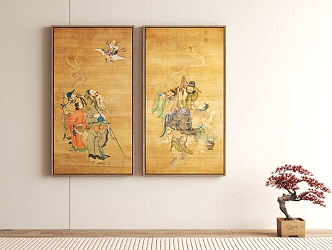 New Chinese Character Decorative Painting God Statues Immortal Hanging Painting 3d model