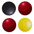 Round Carpets with Black Red Burgundy Yellow Concentric Circle Patterns 3d model