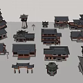 Traditional Chinese Ancient Architecture Collection With Various Classic Building Structures And Roof Designs 3d model