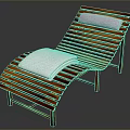 Natural Wooden Outdoor Lounge Chair With Slatted Design White Cushion And Pillow
