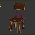 Simple Brown Wooden Single Chair With Backrest And Four Legs Design