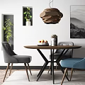 Nordic Dining Table and Chair Combination 3d model