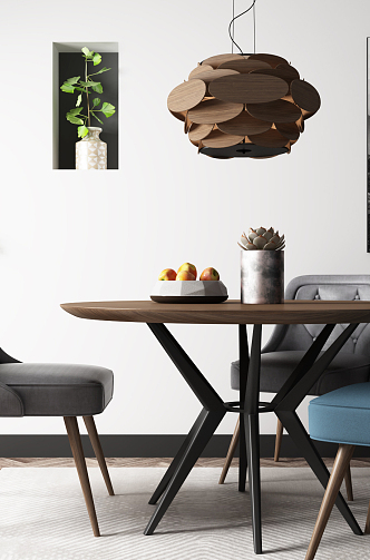 Nordic Dining Table and Chair Combination 3d model