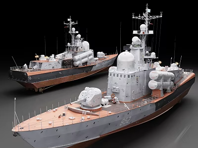 Two Modern Warship Models With Detailed Decks Superstructures And Weapon Systems 3d model