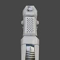 Sci Fi Futuristic Weapon Design with White Body Red Accents Mechanical Structure Metallic Texture